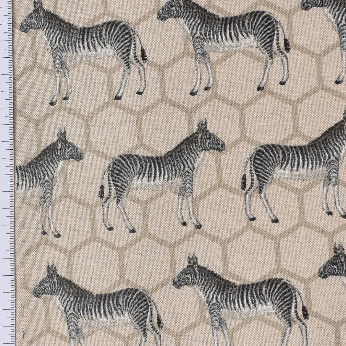 Dekostoff Halbpanama Leinenlook Zebra beige schwarz grau 1,40m Breite
