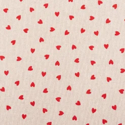 Dekostoff Halbpanama Leinenlook Little Love Heart Herzchen natur rot 1,40m Breite