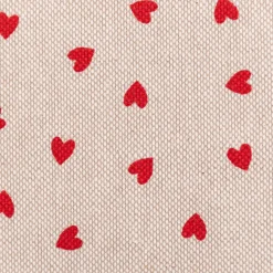 Dekostoff Halbpanama Leinenlook Little Love Heart Herzchen natur rot 1,40m Breite