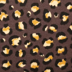 Dekostoff Halbpanama Leomuster Leoprint dunkelbraun gold 1,40m Breite