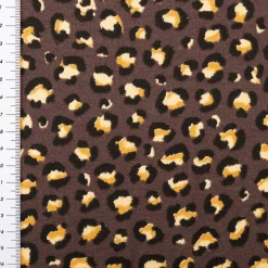 Dekostoff Halbpanama Leomuster Leoprint dunkelbraun gold 1,40m Breite