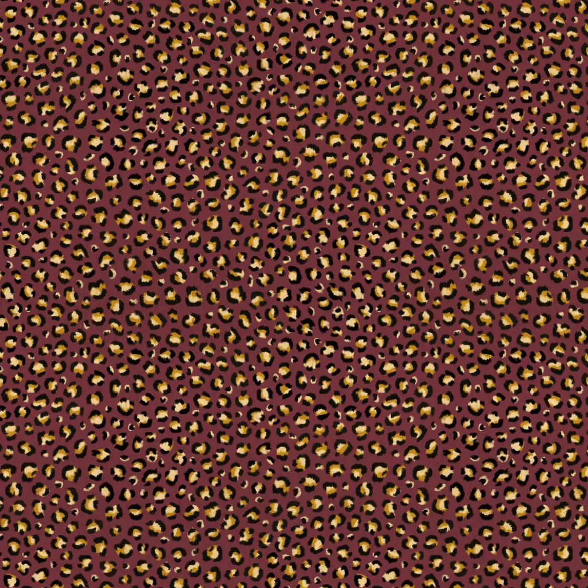 Dekostoff Halbpanama Leomuster Leoprint weinrot gold 1,40m Breite