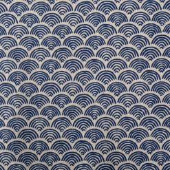 Dekostoff Halbpanama Little Wave Scale Wellen natur blau 1,4m Breite