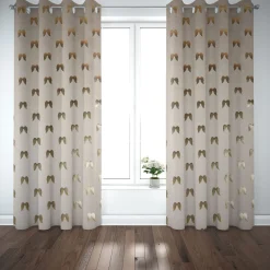 Dekostoff Halbpanama Metallikdruck Engelsflügel natur gold metallic 1,40m Breite