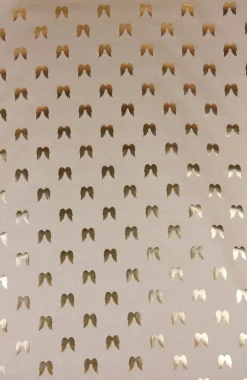 Dekostoff Halbpanama Metallikdruck Engelsflügel natur gold metallic 1,40m Breite
