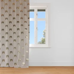 Dekostoff Halbpanama Metallikdruck Engelsflügel natur gold metallic 1,40m Breite