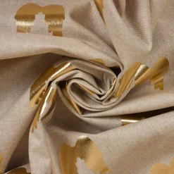 Dekostoff Halbpanama Metallikdruck Engelsflügel natur gold metallic 1,40m Breite