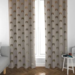 Dekostoff Halbpanama Metallikdruck Engelsflügel natur gold metallic 1,40m Breite