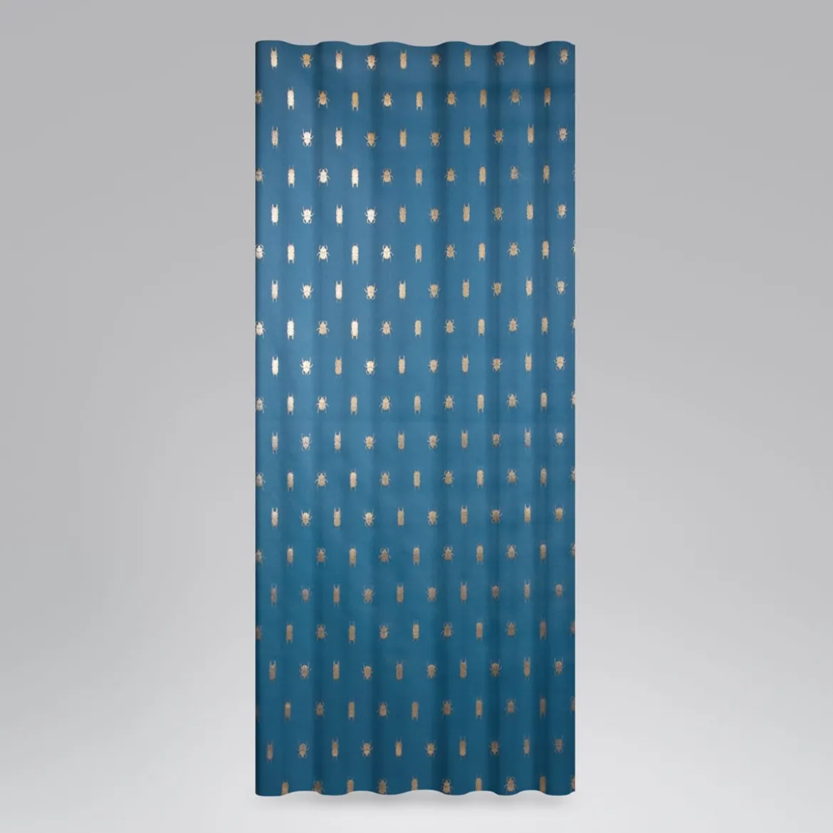 Dekostoff Halbpanama Metallikdruck Käfer blau gold metallic 1,40m Breite