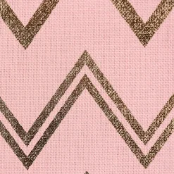 Dekostoff Halbpanama Metallikdruck Chevron Zacken rosa goldfarbig metallic 1,40m breit