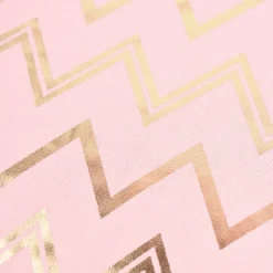 Dekostoff Halbpanama Metallikdruck Chevron Zacken rosa goldfarbig metallic 1,40m breit