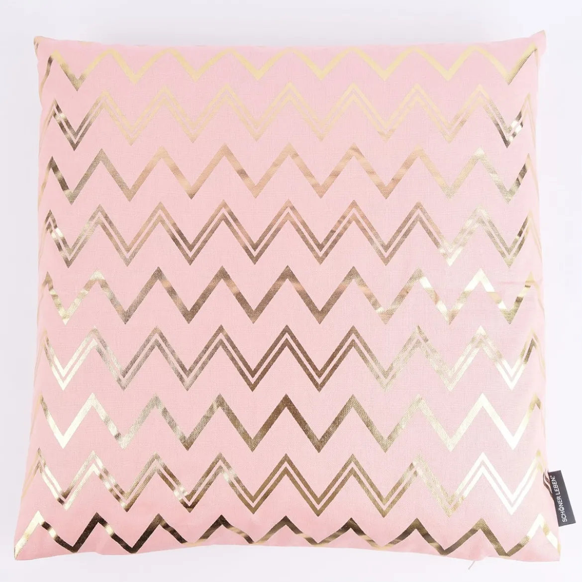 Dekostoff Halbpanama Metallikdruck Chevron Zacken rosa goldfarbig metallic 1,40m breit