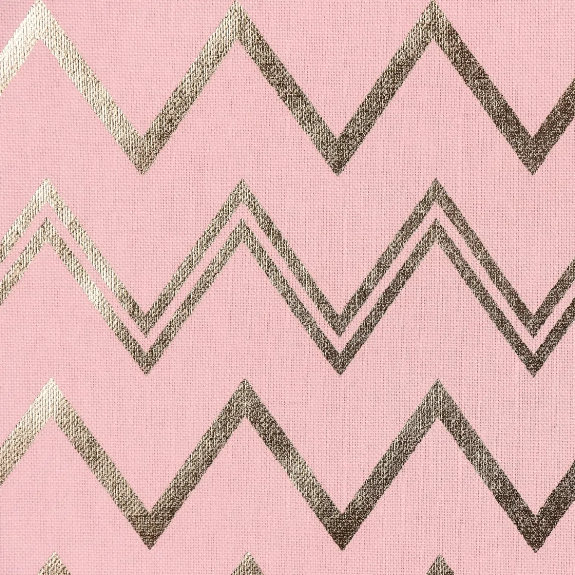 Dekostoff Halbpanama Metallikdruck Chevron Zacken rosa goldfarbig metallic 1,40m breit