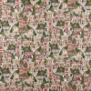 Dekostoff Halbpanama Premium Village House Häuser rot grün beige 1,40m Breite