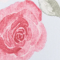 Dekostoff Halbpanama Romantic Floral Rose hellblau rosa 1,40m Breite