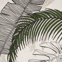 Dekostoff Halbpanama Tropical Planet Palmenblätter weiß grün 1,40m Breite
