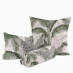 Dekostoff Halbpanama Tropical Planet Palmenblätter weiß grün 1,40m Breite