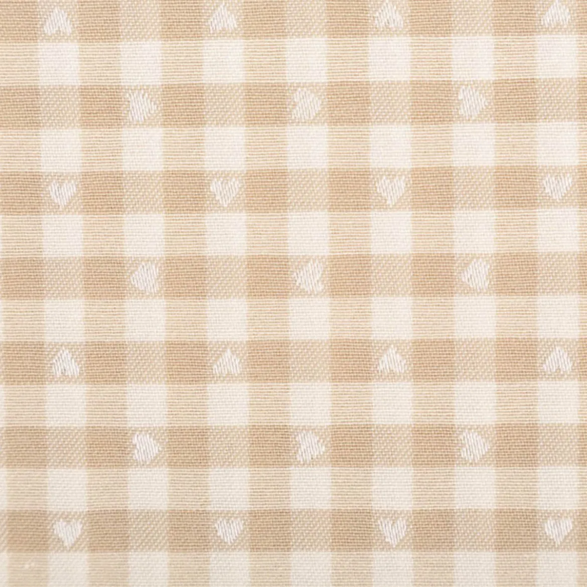 Dekostoff Herzchen Karo klein beige weiß 140cm Breite