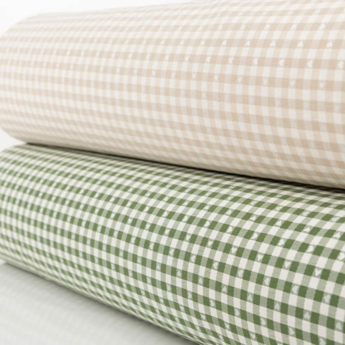 Dekostoff Herzchen Karo klein beige weiß 140cm Breite