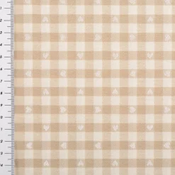 Dekostoff Herzchen Karo klein beige weiß 140cm Breite
