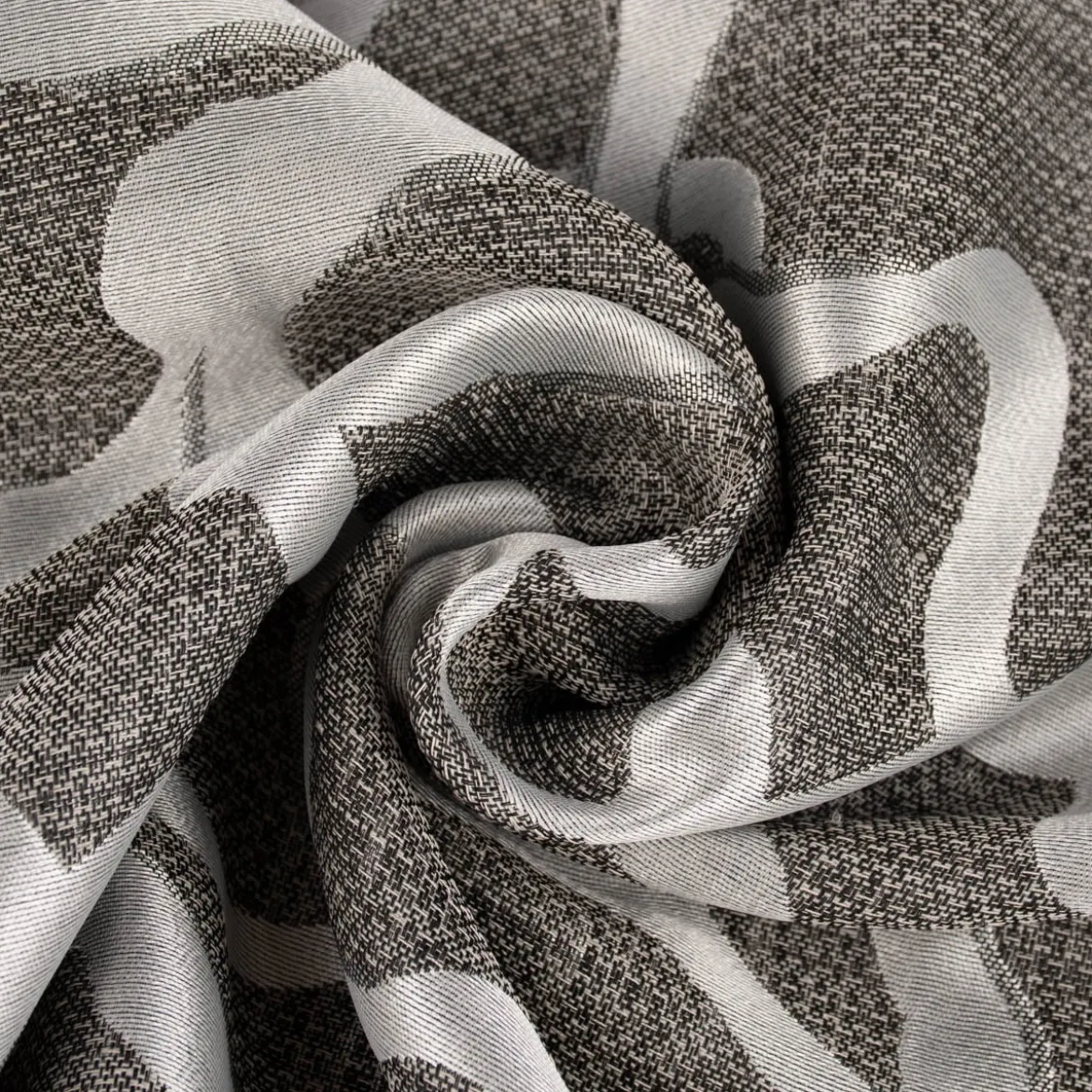 Dekostoff Jacquard beidseitig Labyrinth Liniengeflecht grau silber 1,60m Breite