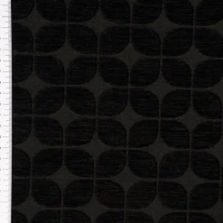 Dekostoff Jacquard Chenille Deluxe Soft Retro Leaf schwarz 1,40m Breite