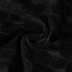 Dekostoff Jacquard Chenille Deluxe Soft Retro Leaf schwarz 1,40m Breite