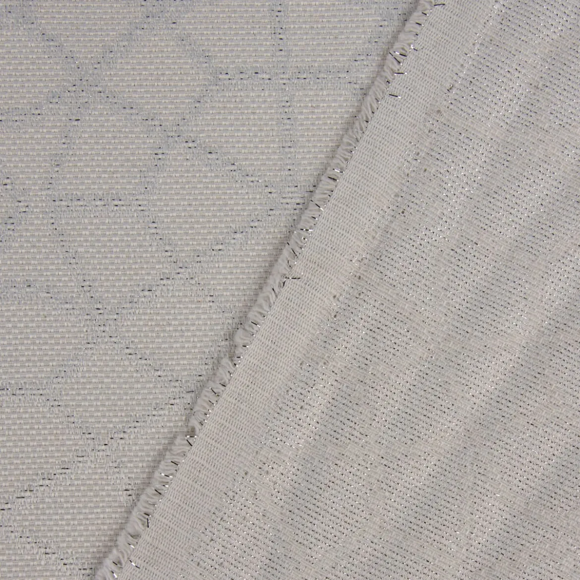 Dekostoff Jacquard Doubleface Glitzer geometrisch Kreise weiß silberfarbig 2,80m Breite