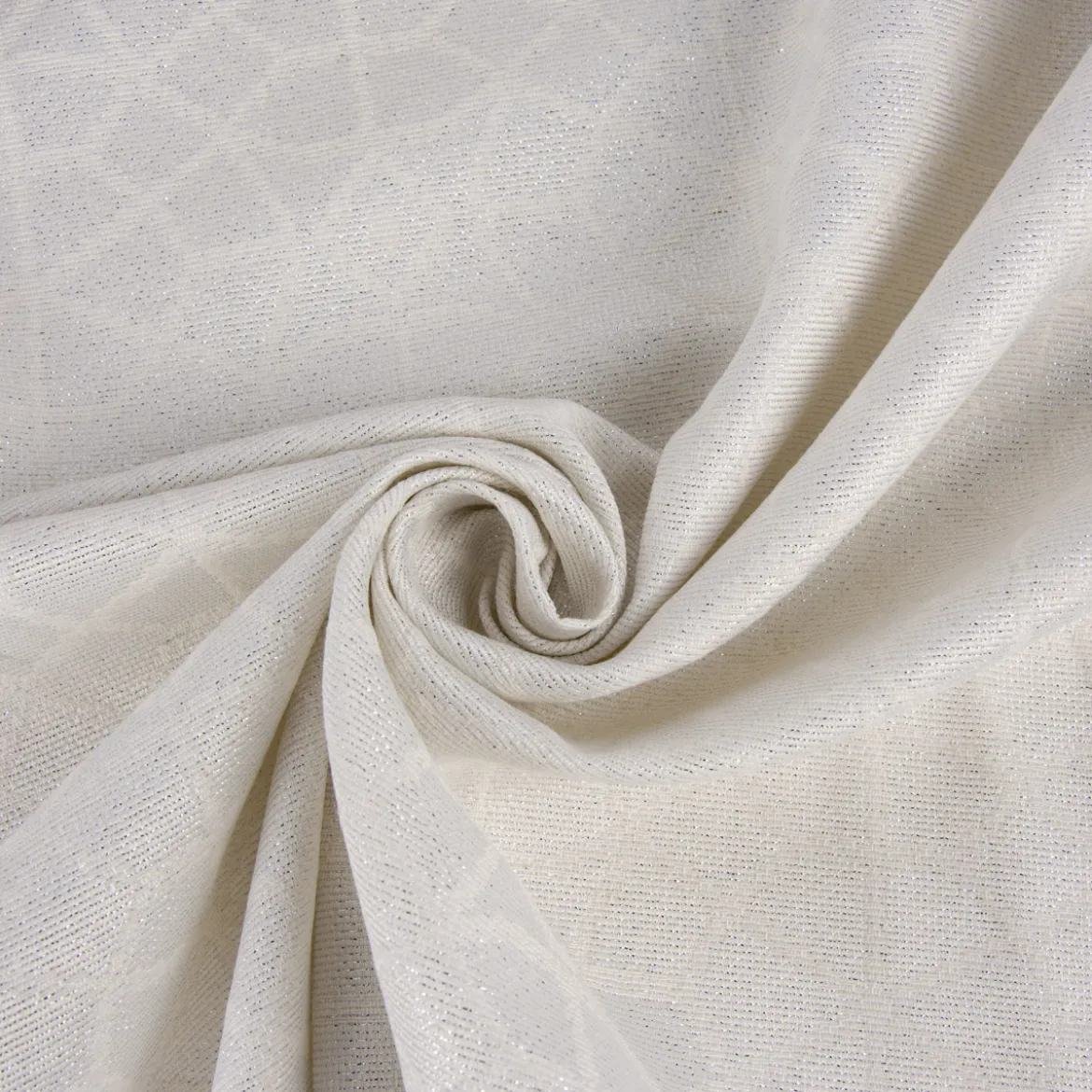 Dekostoff Jacquard Doubleface Glitzer geometrisch Kreise weiß silberfarbig 2,80m Breite