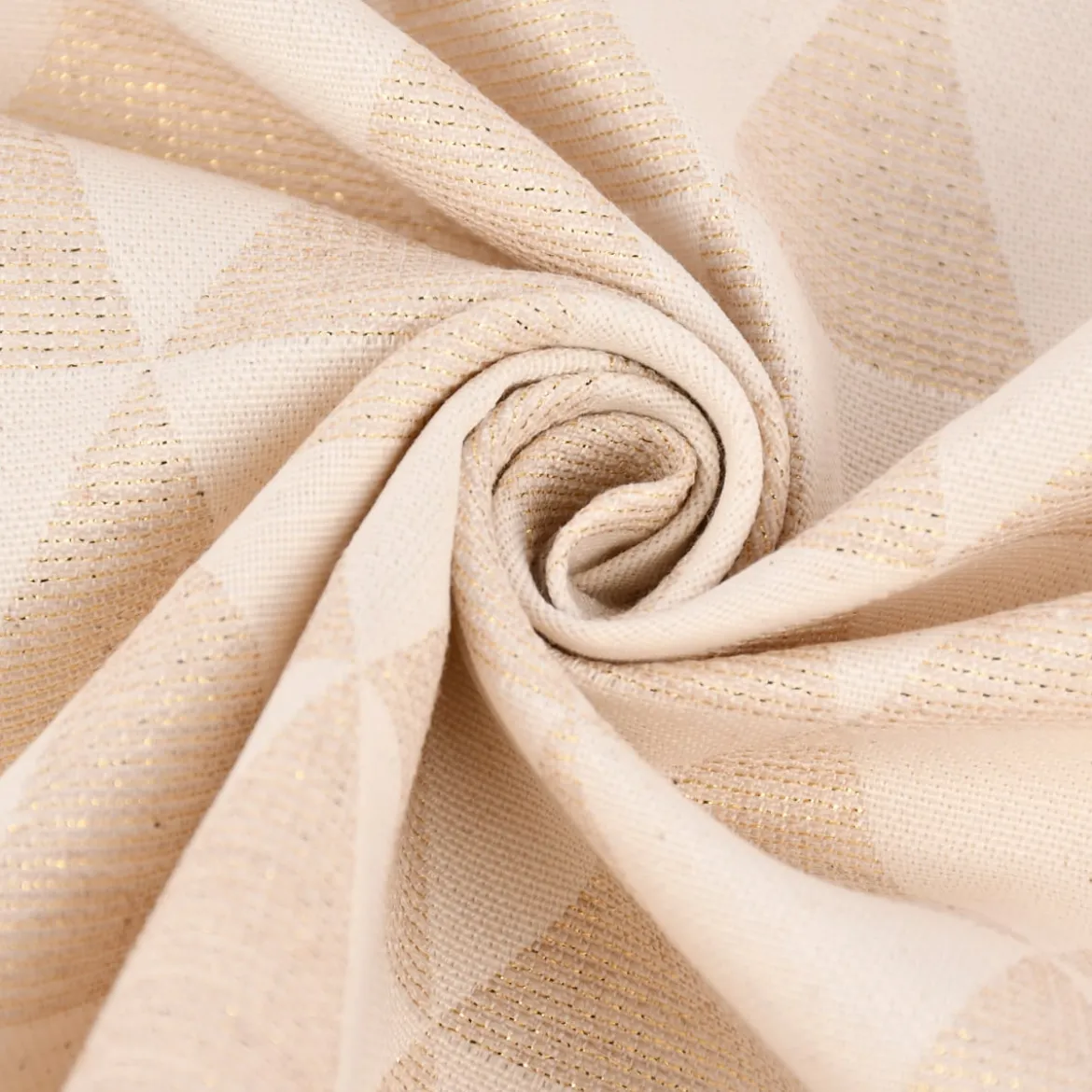 Dekostoff Jacquard Doubleface Premium Metallic Triangel Retro Scandi gold hellbeige 1,4m Breite