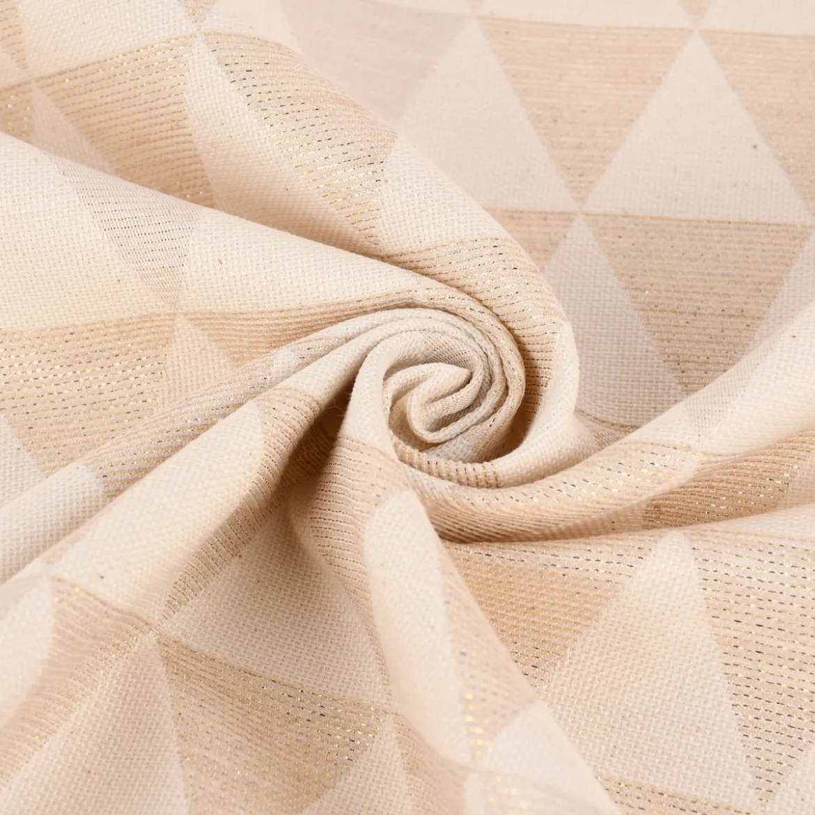 Dekostoff Jacquard Doubleface Premium Metallic Triangel Retro Scandi gold hellbeige 1,4m Breite