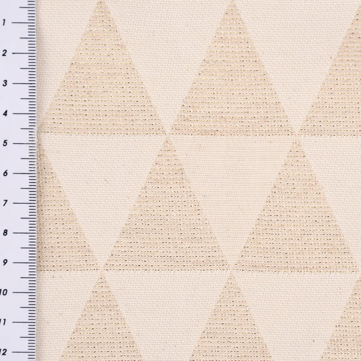 Dekostoff Jacquard Doubleface Premium Metallic Triangel Retro Scandi gold hellbeige 1,4m Breite