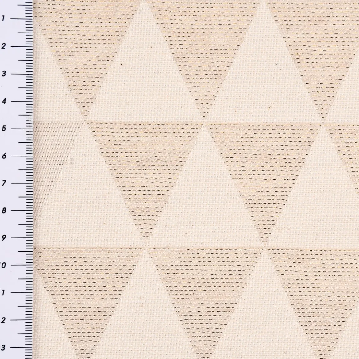 Dekostoff Jacquard Doubleface Premium Metallic Triangel Retro Scandi gold hellbeige 1,4m Breite