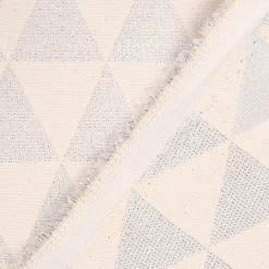 Dekostoff Jacquard Doubleface Premium Metallic Triangel Retro Scandi silber hellbeige 1,4m Breite