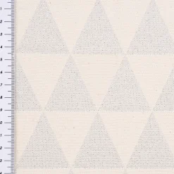 Dekostoff Jacquard Doubleface Premium Metallic Triangel Retro Scandi silber hellbeige 1,4m Breite