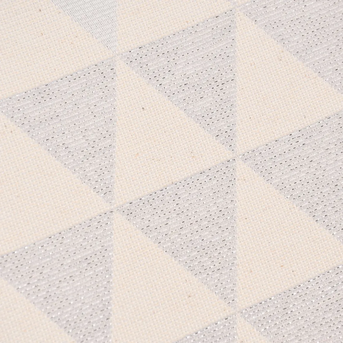 Dekostoff Jacquard Doubleface Premium Metallic Triangel Retro Scandi silber hellbeige 1,4m Breite