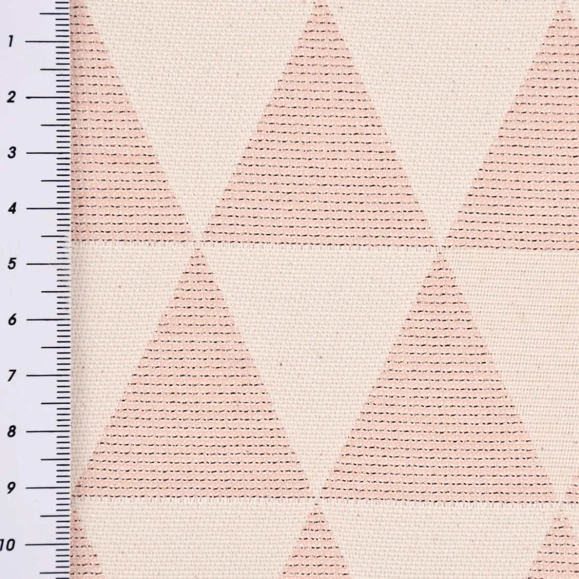 Dekostoff Jacquard Doubleface Premium Metallic Triangel Retro Scandi rosa hellbeige 1,4m Breite