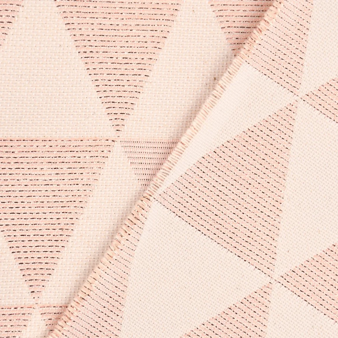 Dekostoff Jacquard Doubleface Premium Metallic Triangel Retro Scandi rosa hellbeige 1,4m Breite