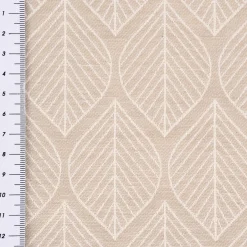 Dekostoff Jacquard Doubleface Premium Leaf Retro Scandi Blätter beige 1,4m Breite