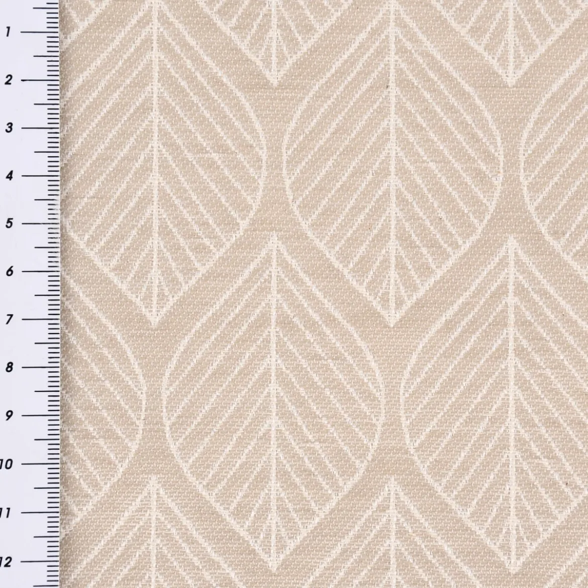Dekostoff Jacquard Doubleface Premium Leaf Retro Scandi Blätter beige 1,4m Breite