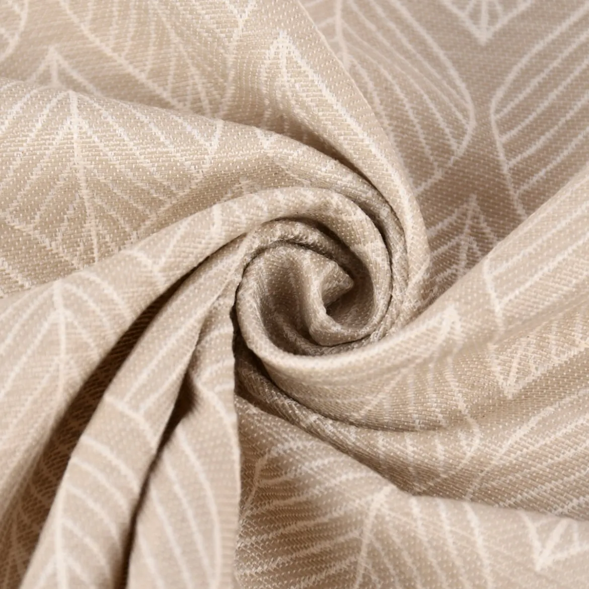 Dekostoff Jacquard Doubleface Premium Leaf Retro Scandi Blätter beige 1,4m Breite