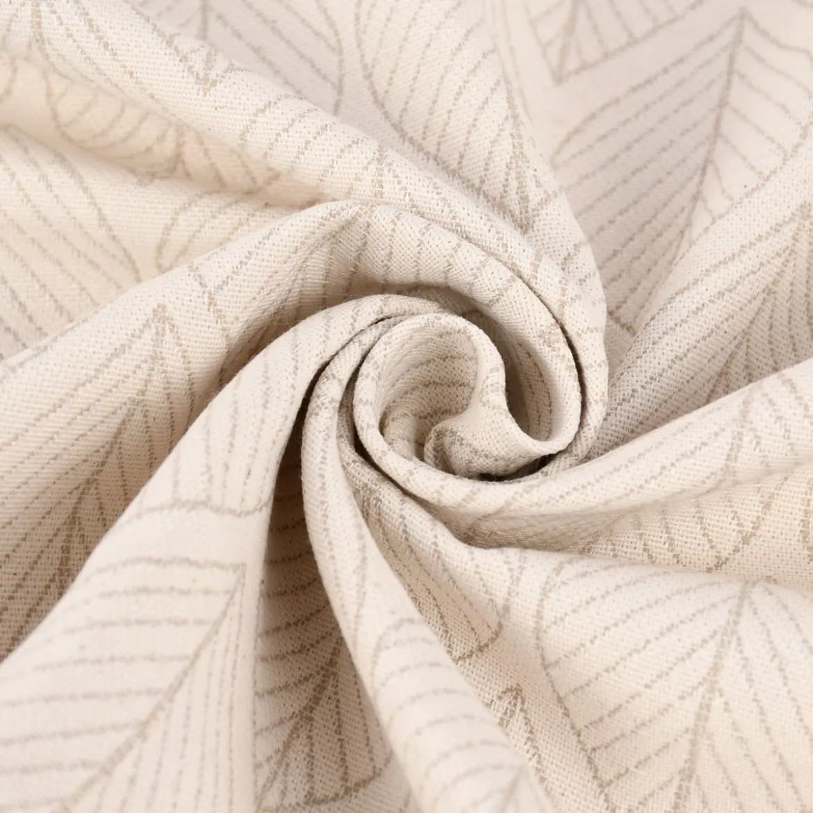 Dekostoff Jacquard Doubleface Premium Leaf Retro Scandi Blätter beige 1,4m Breite