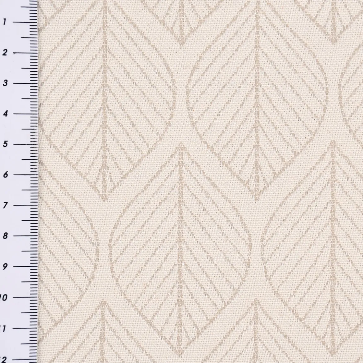 Dekostoff Jacquard Doubleface Premium Leaf Retro Scandi Blätter beige 1,4m Breite