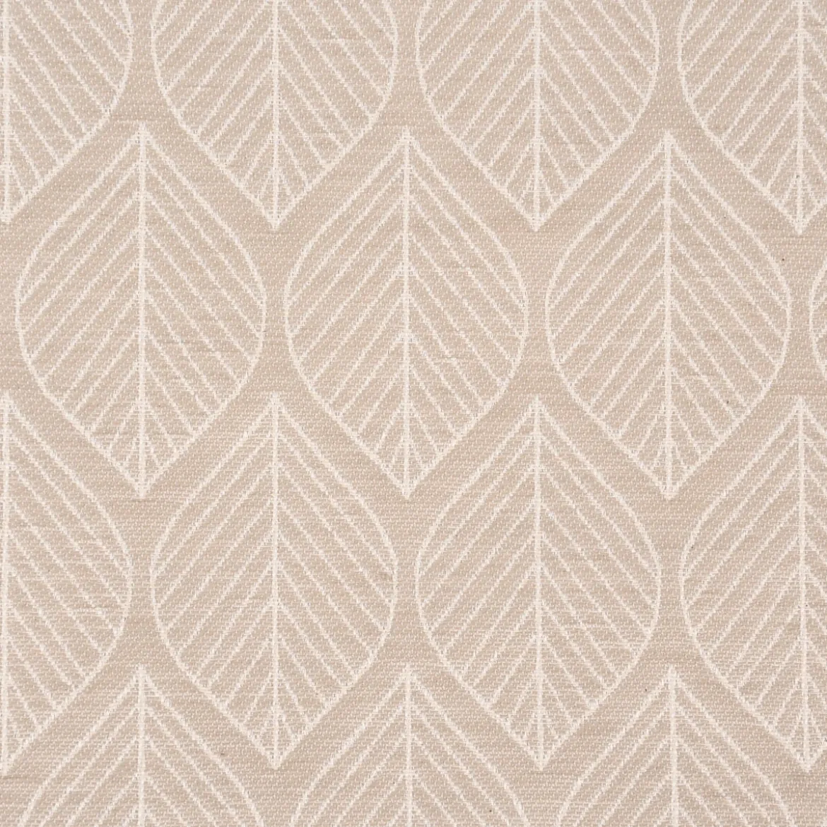 Dekostoff Jacquard Doubleface Premium Leaf Retro Scandi Blätter beige 1,4m Breite