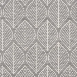 Dekostoff Jacquard Doubleface Premium Leaf Retro Scandi Blätter grau hellbeige 1,4m Breite