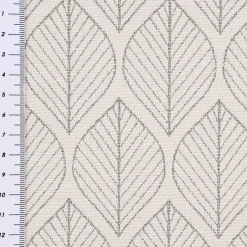 Dekostoff Jacquard Doubleface Premium Leaf Retro Scandi Blätter grau hellbeige 1,4m Breite