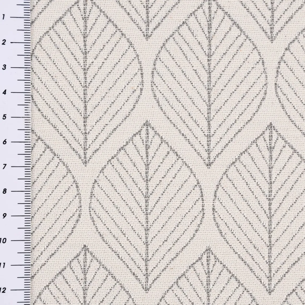 Dekostoff Jacquard Doubleface Premium Leaf Retro Scandi Blätter grau hellbeige 1,4m Breite