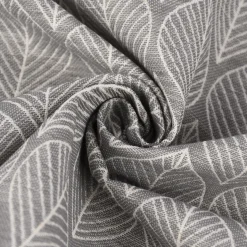 Dekostoff Jacquard Doubleface Premium Leaf Retro Scandi Blätter grau hellbeige 1,4m Breite