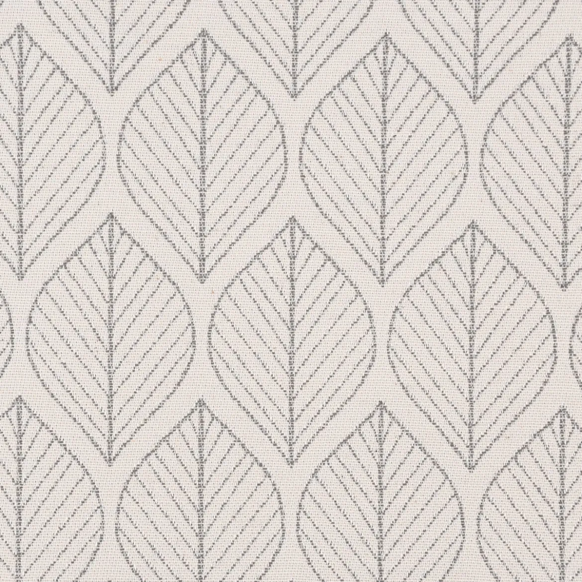 Dekostoff Jacquard Doubleface Premium Leaf Retro Scandi Blätter grau hellbeige 1,4m Breite