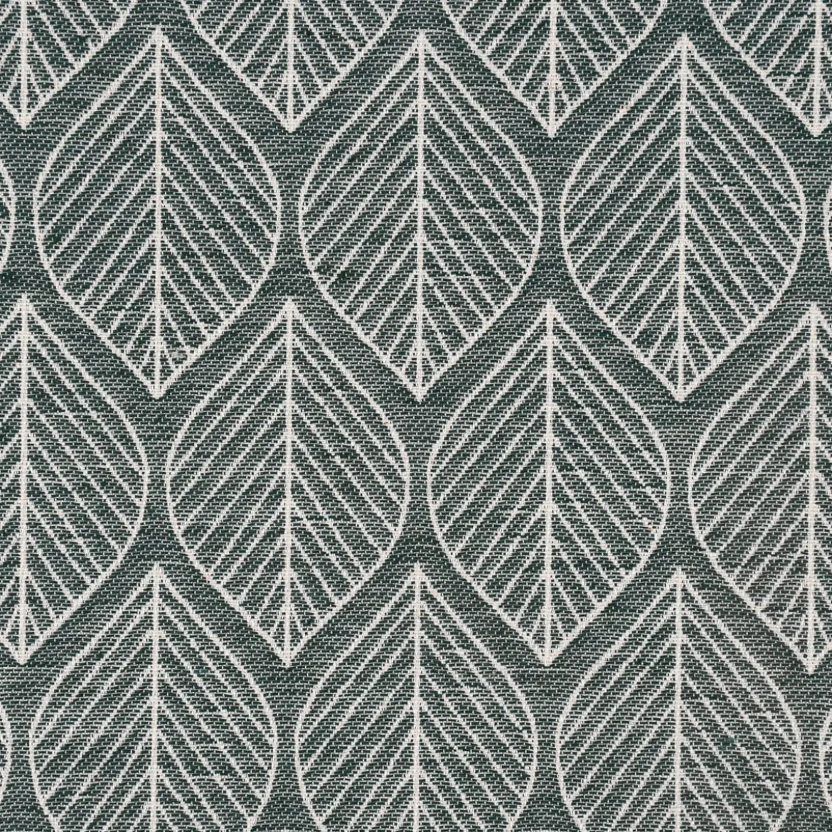 Dekostoff Jacquard Doubleface Premium Leaf Retro Scandi Blätter grün hellbeige 1,4m Breite